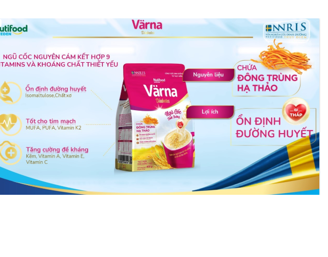 Combo 02 bịch Ngũ cốc dinh dưỡng Värna Diabetes- Hỗ trợ người Tiểu Đường