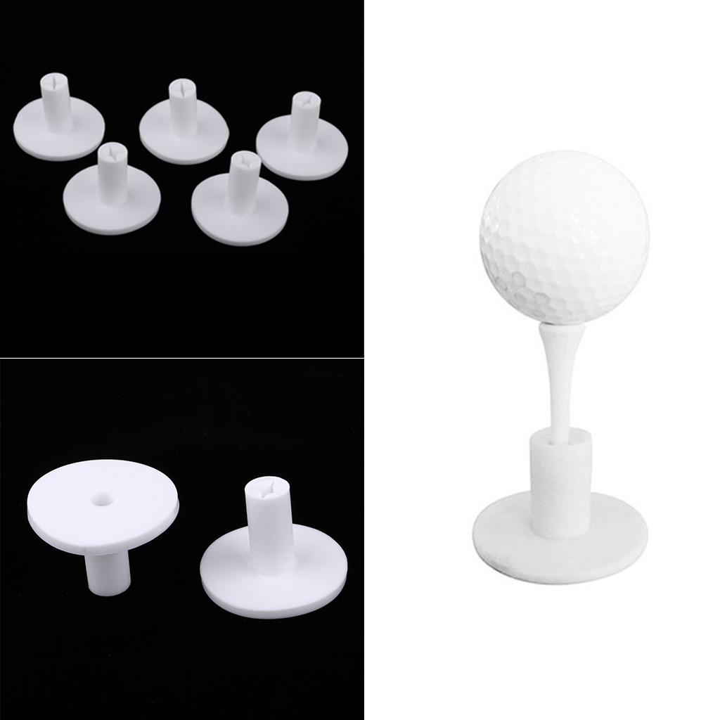 5Pcs/Set Rubber Golf Tees Holder Golf Tee Driving Range Practice Mat 35mm Durable Golfer Accessories Training Tool - White