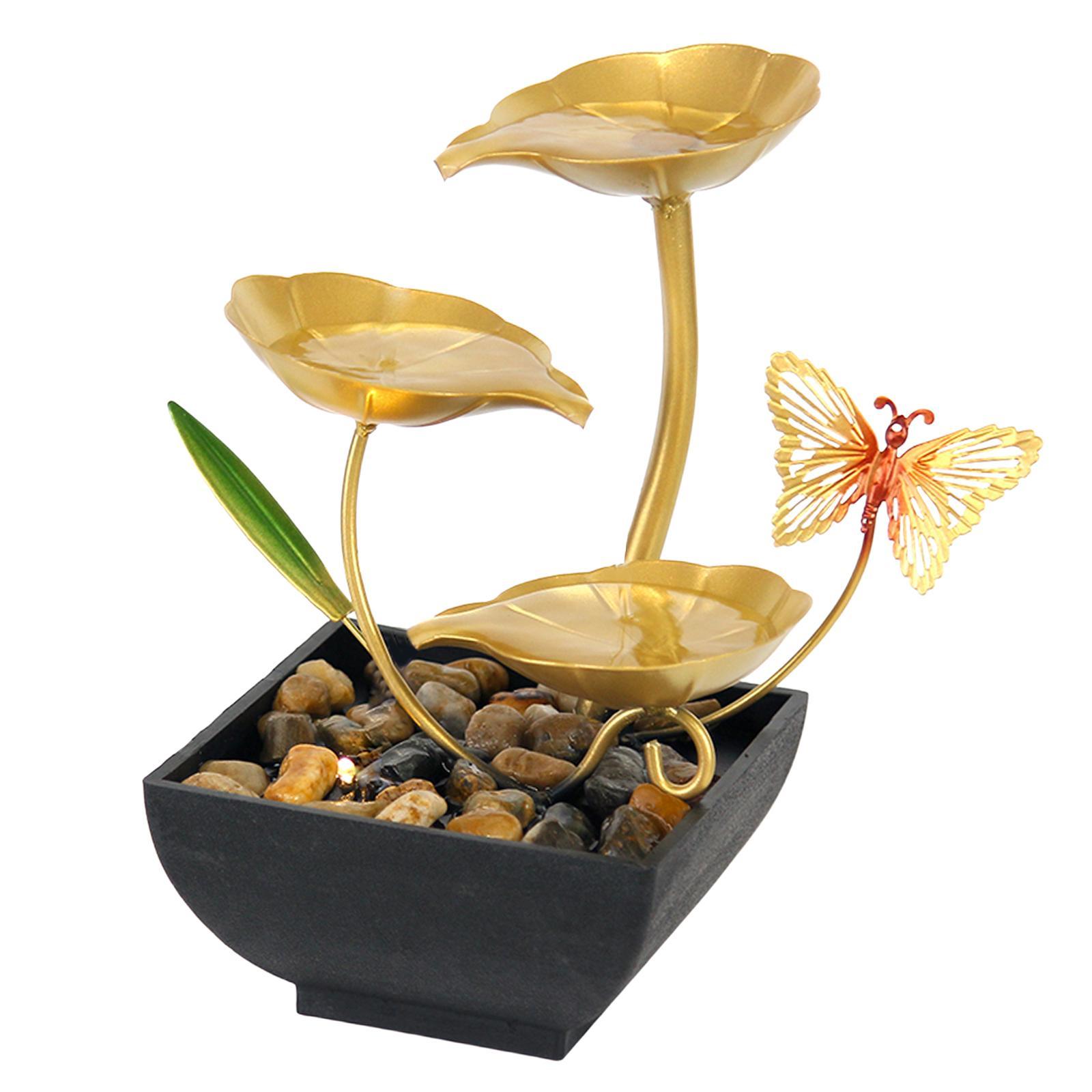 Water Fountains with Rocks Living Room Lotus Shape Desktop Decorative Crafts