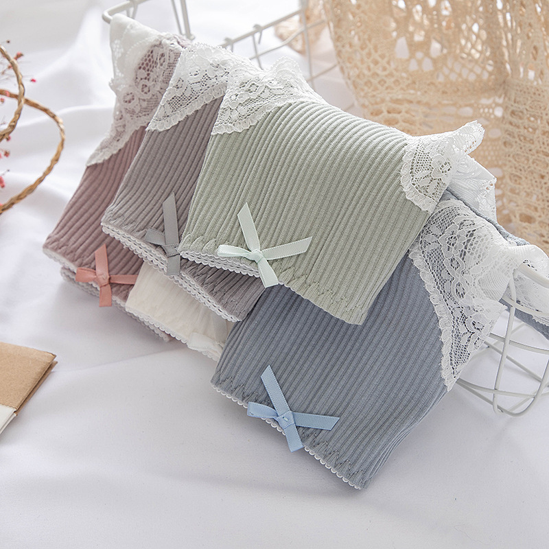 Set 4 Quần lót nữ ren đính nơ xuất Nhật mềm mại thoáng khí QLN65