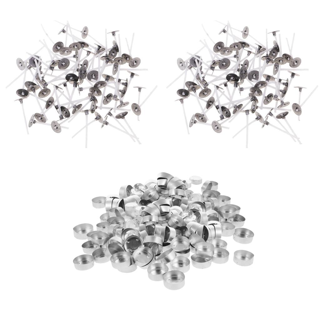 400 Miếng Nhôm Ốp Lưng Đèn Trống Đựng Ly Ốp Lưng Đựng 38X14 Mm & 25 Mm cotton Nến Bấc Cho Nến Tealight Làm Đồ Th