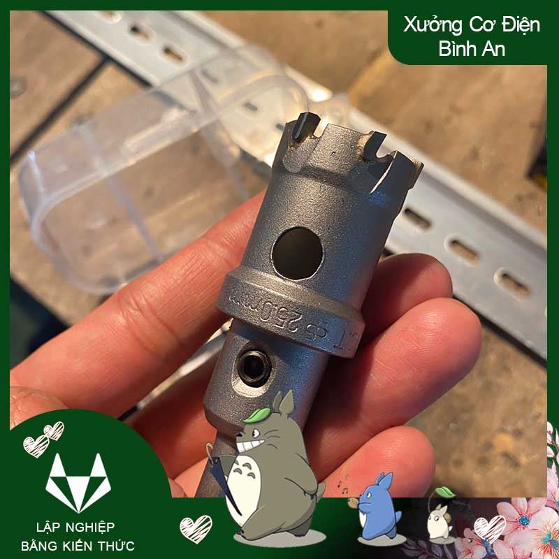 Mũi vét đường kính phi 25mm inox khoan khoét lỗ tròn đầu hợp kim có định tâm
