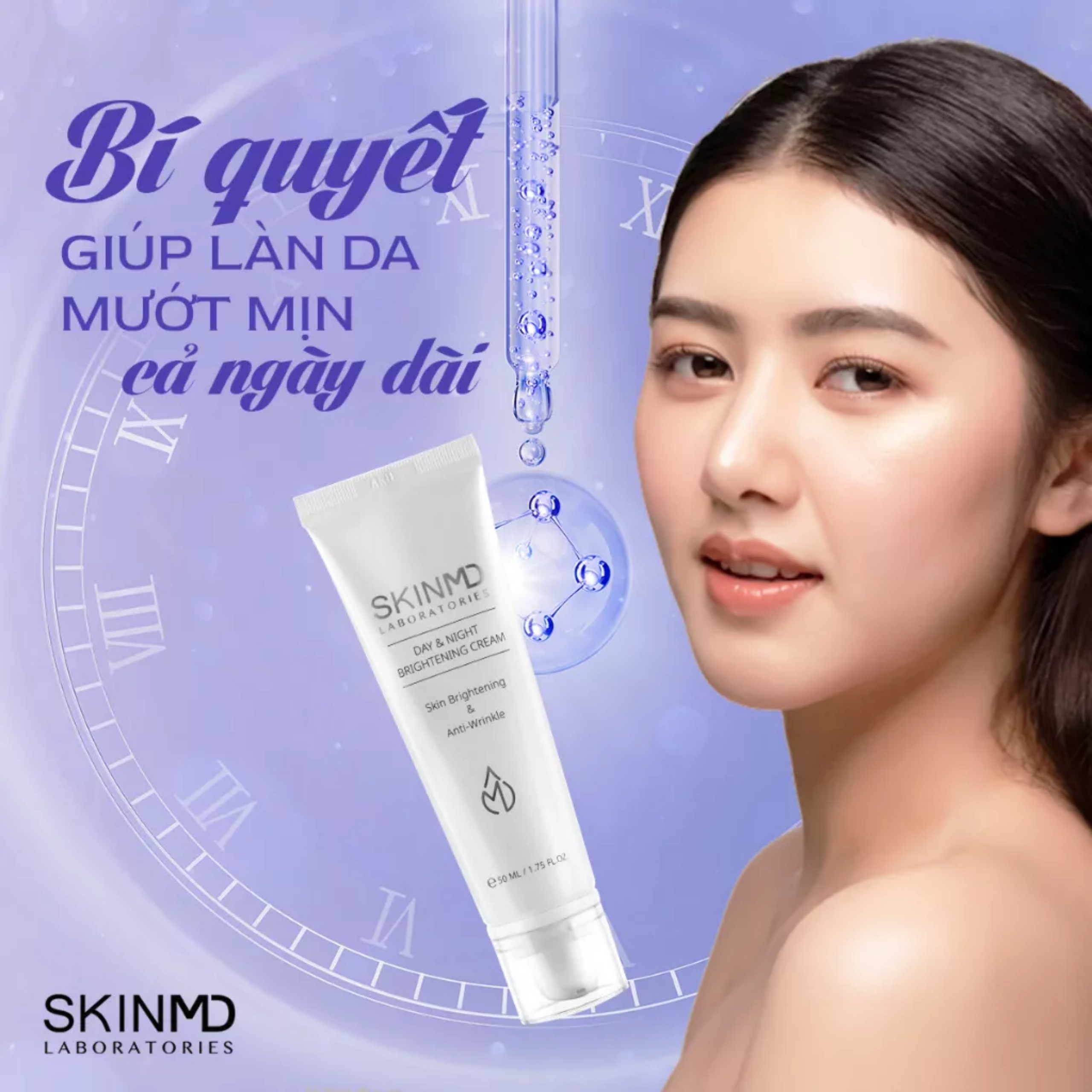 Ộ đôi chống nắng mờ nám BIHAKU SUNSCREEN CARE SPF50+ PA++++ 35g và SKINMD DAY & NIGHT BRIGHTENING CREAM 50g giúp làm mờ nếp nhăn sáng da
