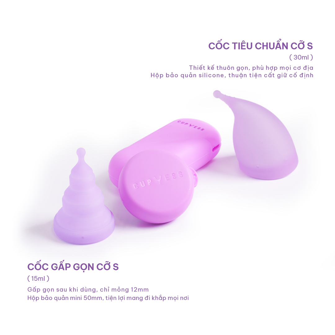 COMBO Cốc nguyệt san Cup Yess chính hãng – Gấp gọn Z Cup cỡ S (15ml) &amp; Tiêu chuẩn S Cup cỡ S (30ml)