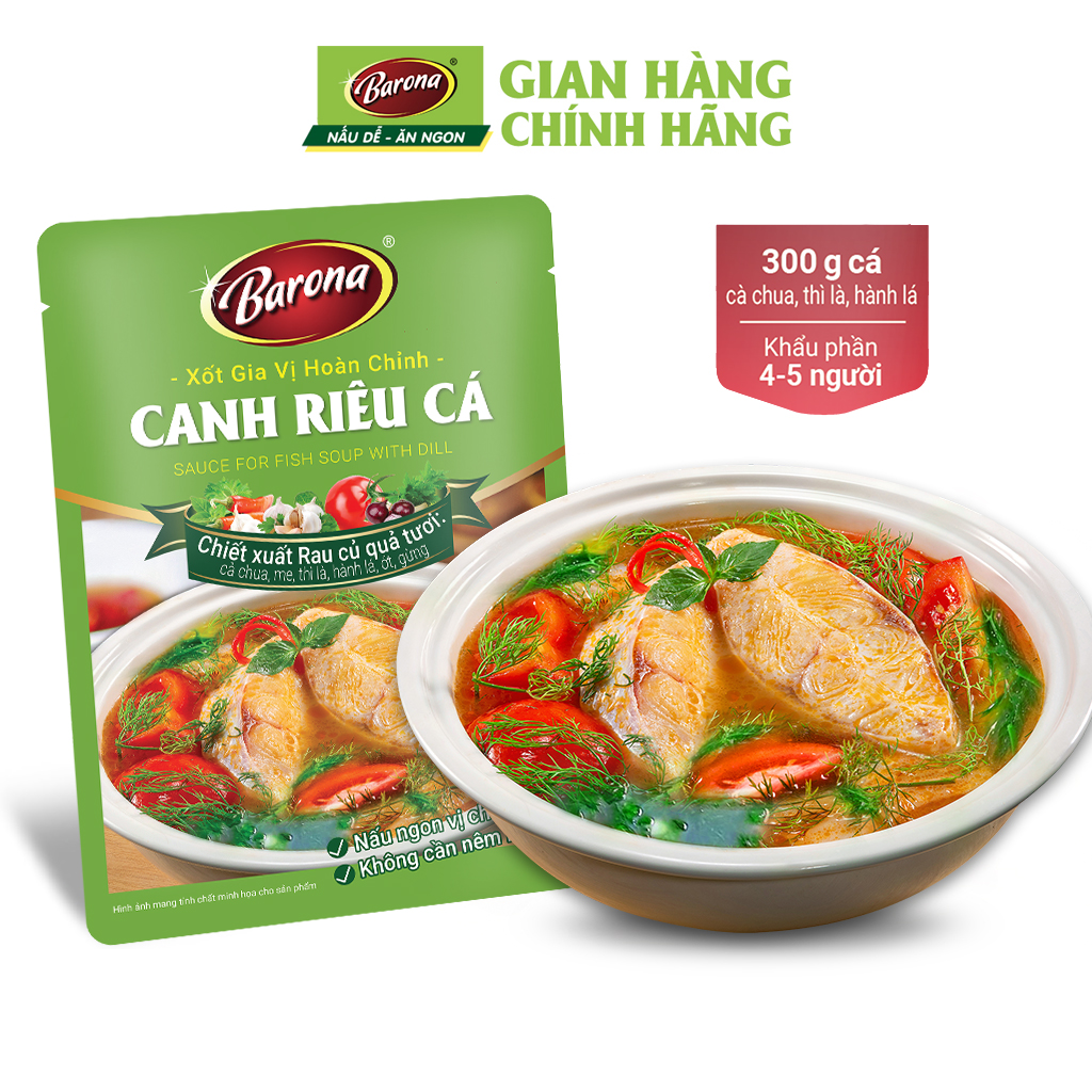 Combo 3 Gói Gia Vị Canh Riêu Cá Barona 80g ướp ngon chuẩn vị không cần nêm nếm