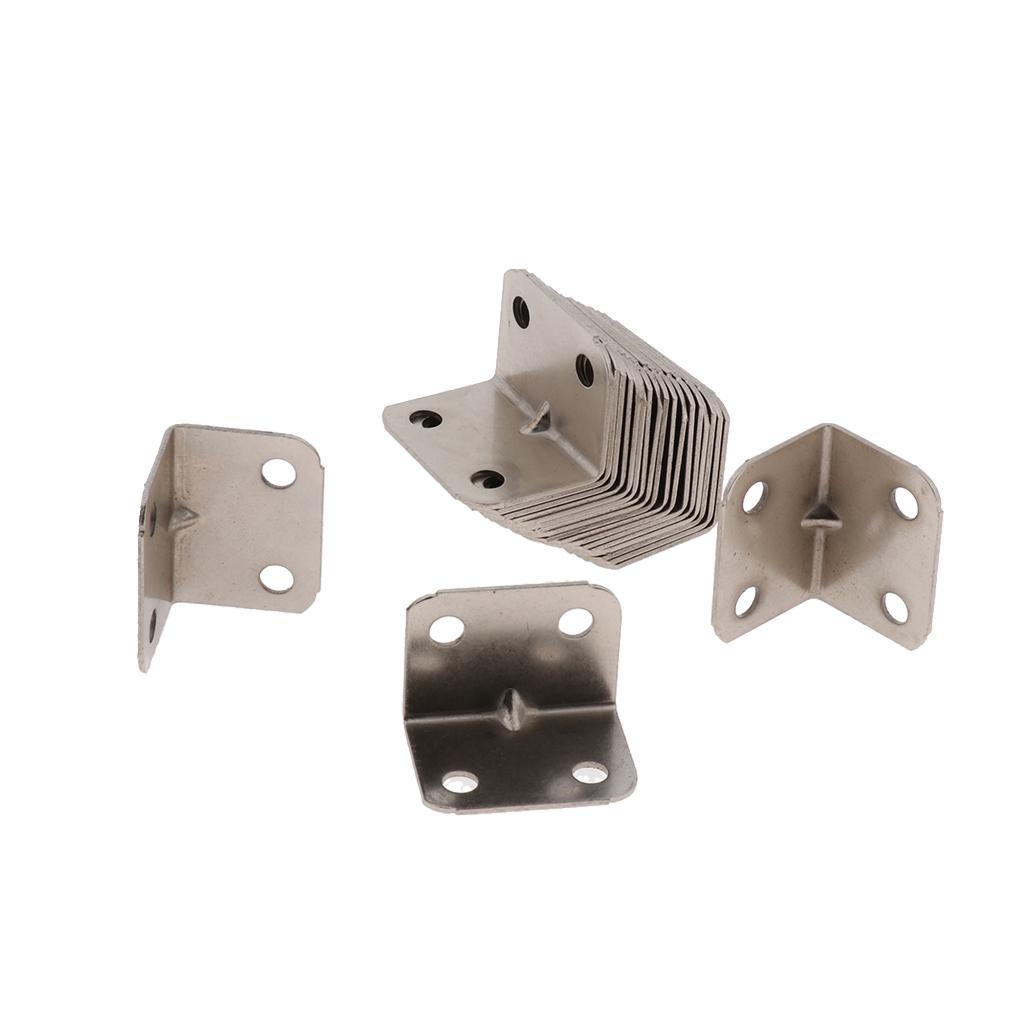 2x20pcs Polished Angle Fixed Bracket Furniture Frame Cabinet Connector 23 x 23 x 30mm