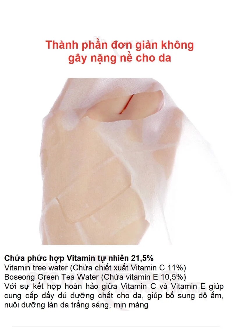 Combo 5 Mặt nạ giấy trắng da mờ thâm By Wishtrend Natural Vitamin C 21.5 Enhancing Sheet Mask 23ml
