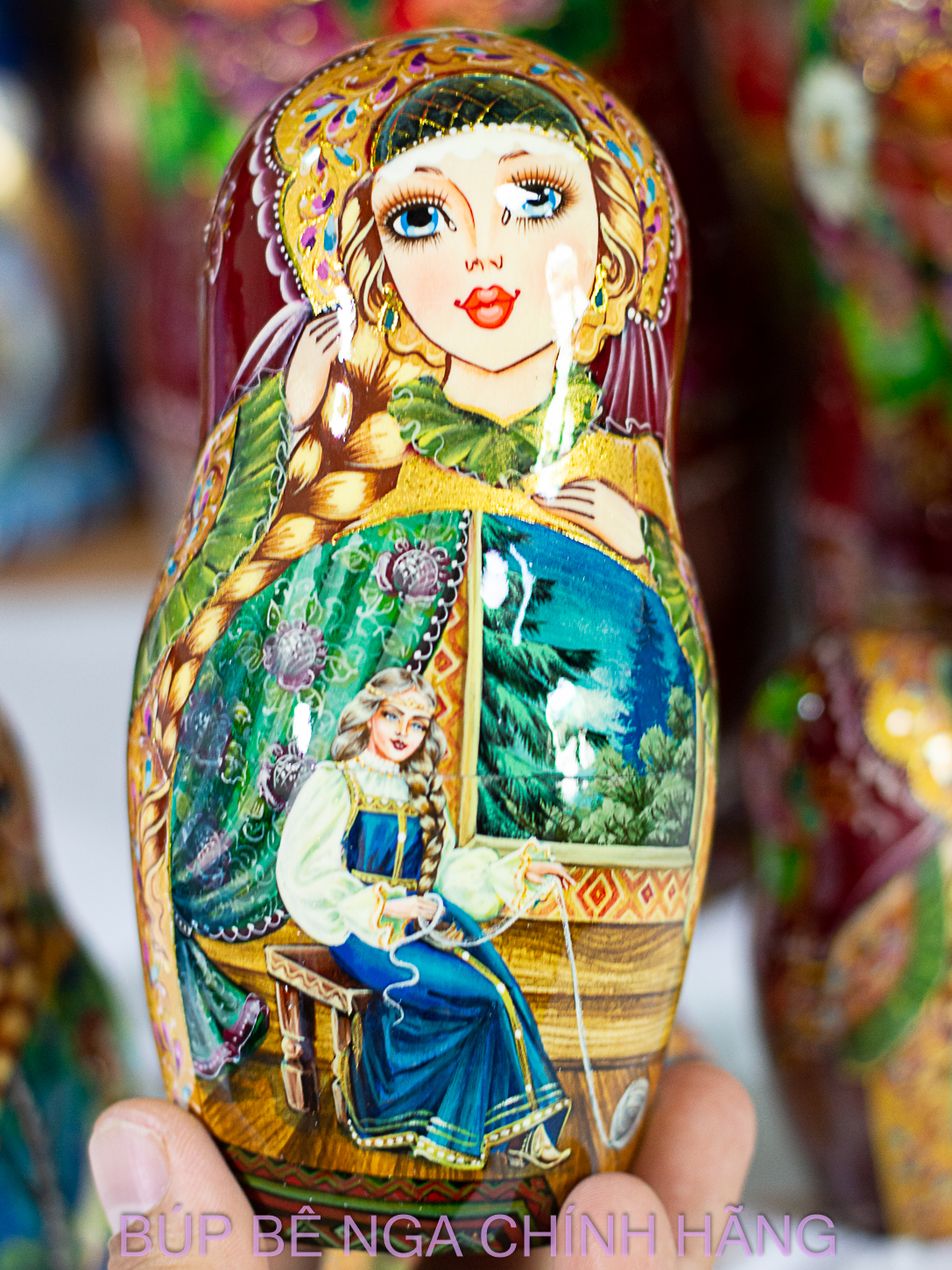 BỘ BÚP BÊ NGA MATRYOSHKA CAO CẤP 10 LỚP 26CM HOA VĂN "CHUYỆN CỔ TÍCH CHÀNG IVAN VÀ SÓI XÁM" CỰC ĐẸP VÀ SANG TRỌNG