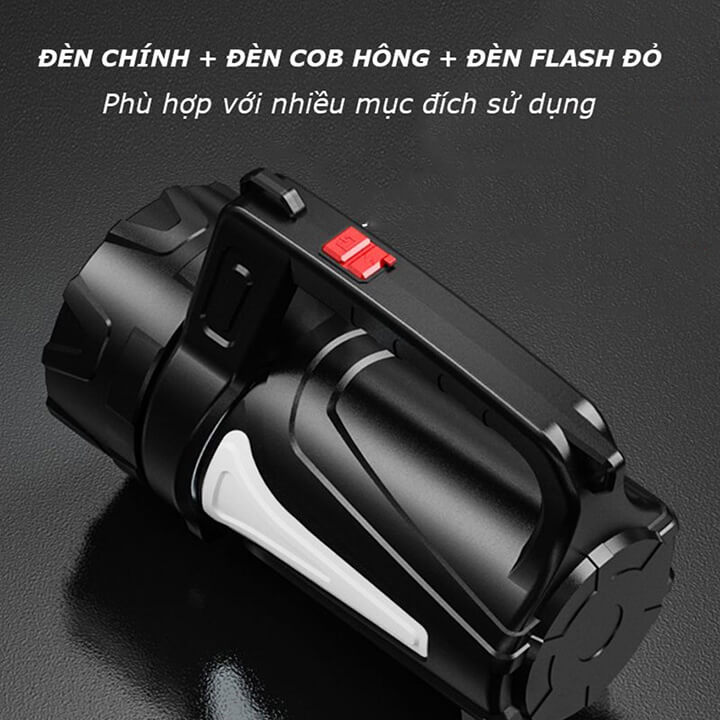 Đèn pin xách tay siêu sáng chiếu xa 300m, đèn Led cầm tay đa năng 4 chế độ,pin trâu, chống thấm nước có dây đeo