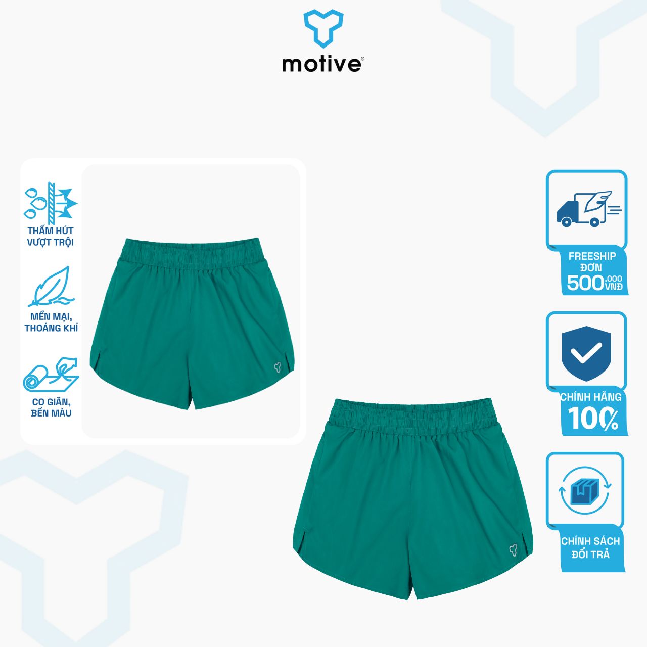 Quần Short Thể Thao Chạy Bộ Nữ MOTIVE WOMEN SHORT RUNNING (Quần có lót boxer) - Màu Xanh