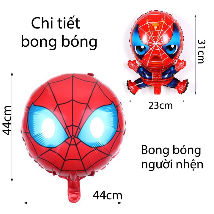 Sét bong bóng trang trí sinh nhật happy birthday người nhện spider man - Bộ trang trí sinh nhật thôi nôi, đầy tháng cho bé