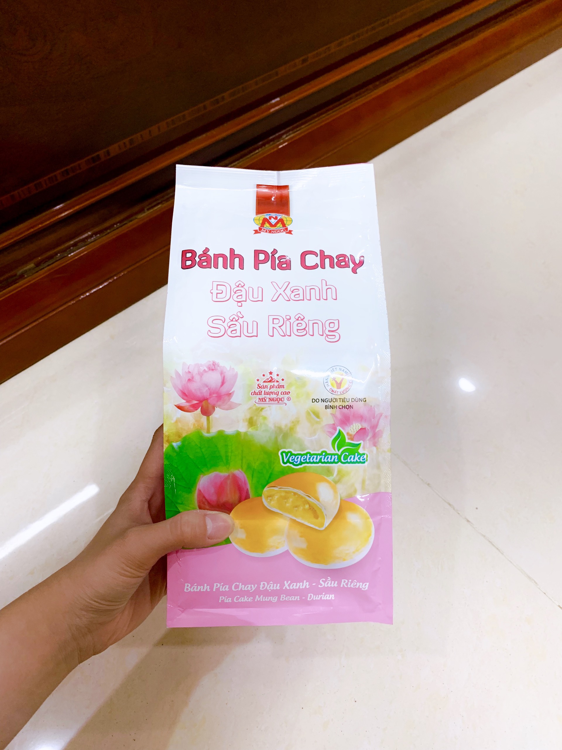 440g Bánh pía CHAY đậu xanh SẦU RIÊNG tươi MỸ NGỌC  [ không có TRỨNG MUỐI ]