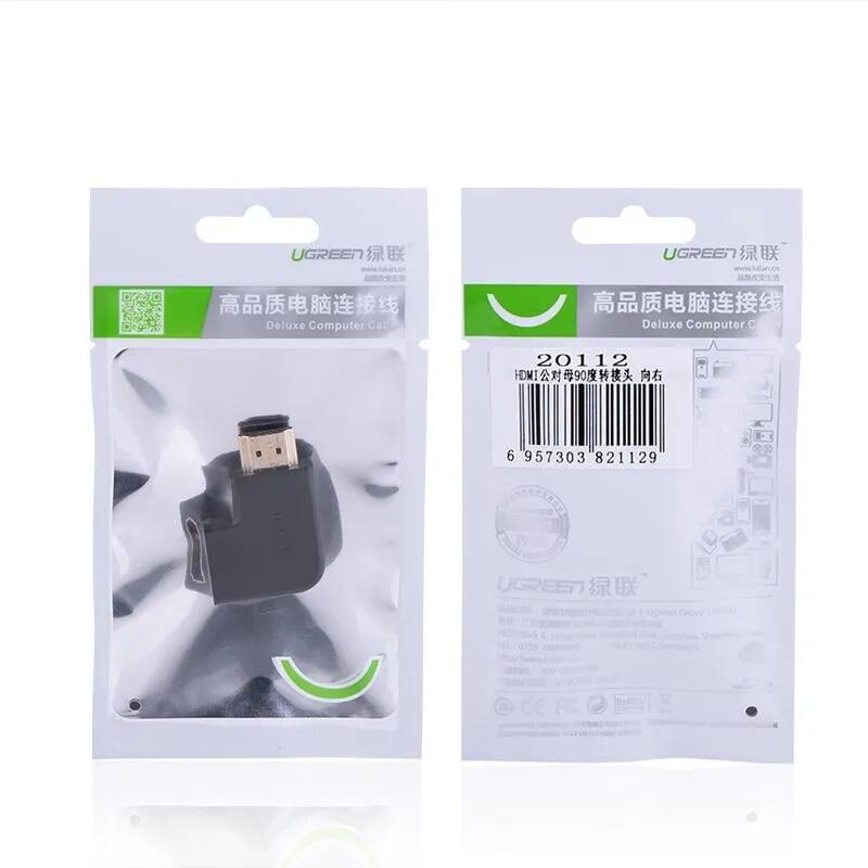 Ugreen UG20112HD112TK Màu Đen Đầu nối dài HDMI gập sang phải 90 độ - HÀNG CHÍNH HÃNG