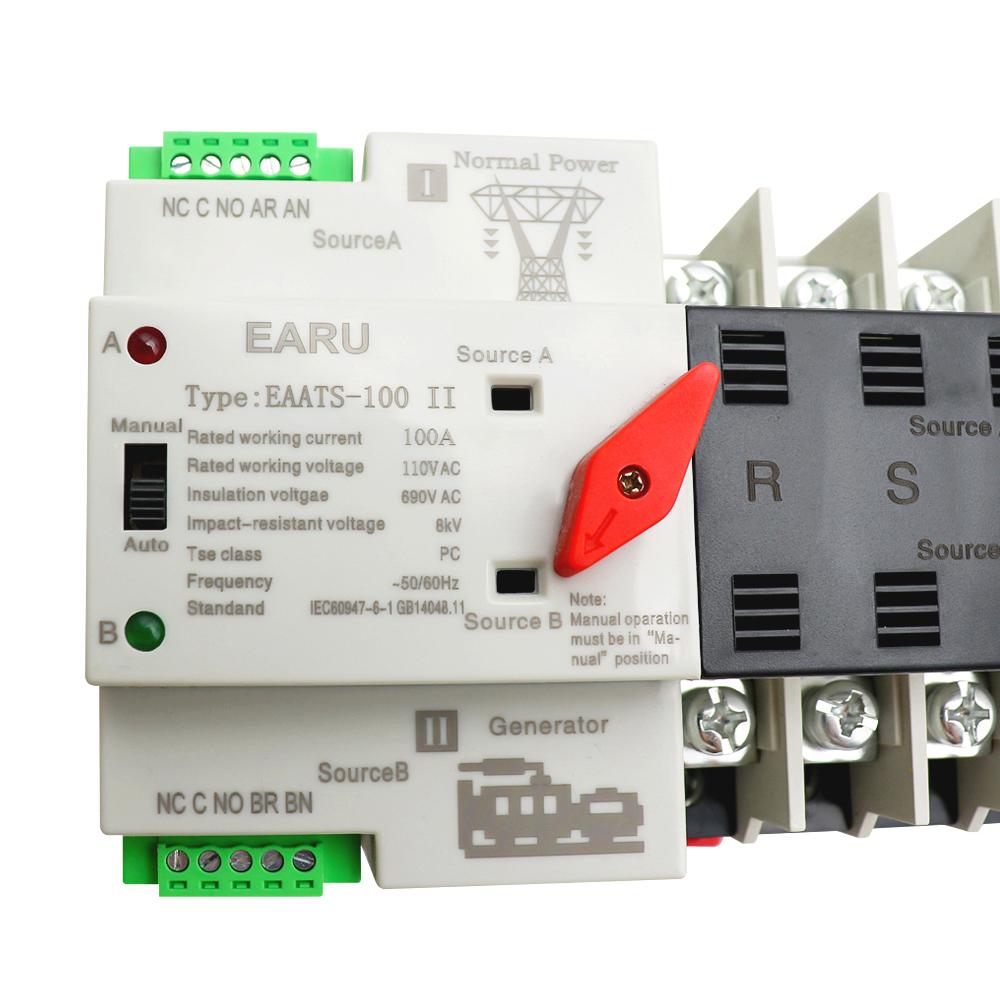 Compact Automatic Transfer Switch Electrical Selector Switches Dual Power Switch Solar Power Rail Type Household Power Transfer Switch