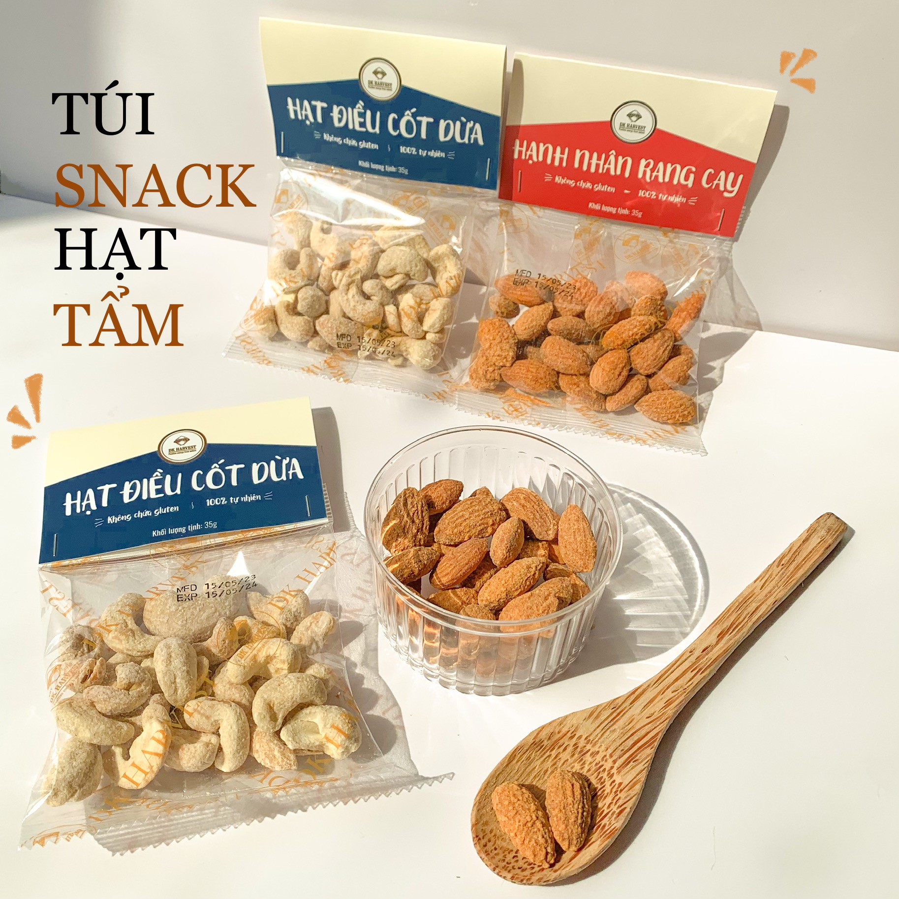 Snack hạt điều rang cốt dừa DK Harvest - không chất bảo quản, Ăn kiêng, Ăn vặt healthy, Lành mạnh, Eat clean