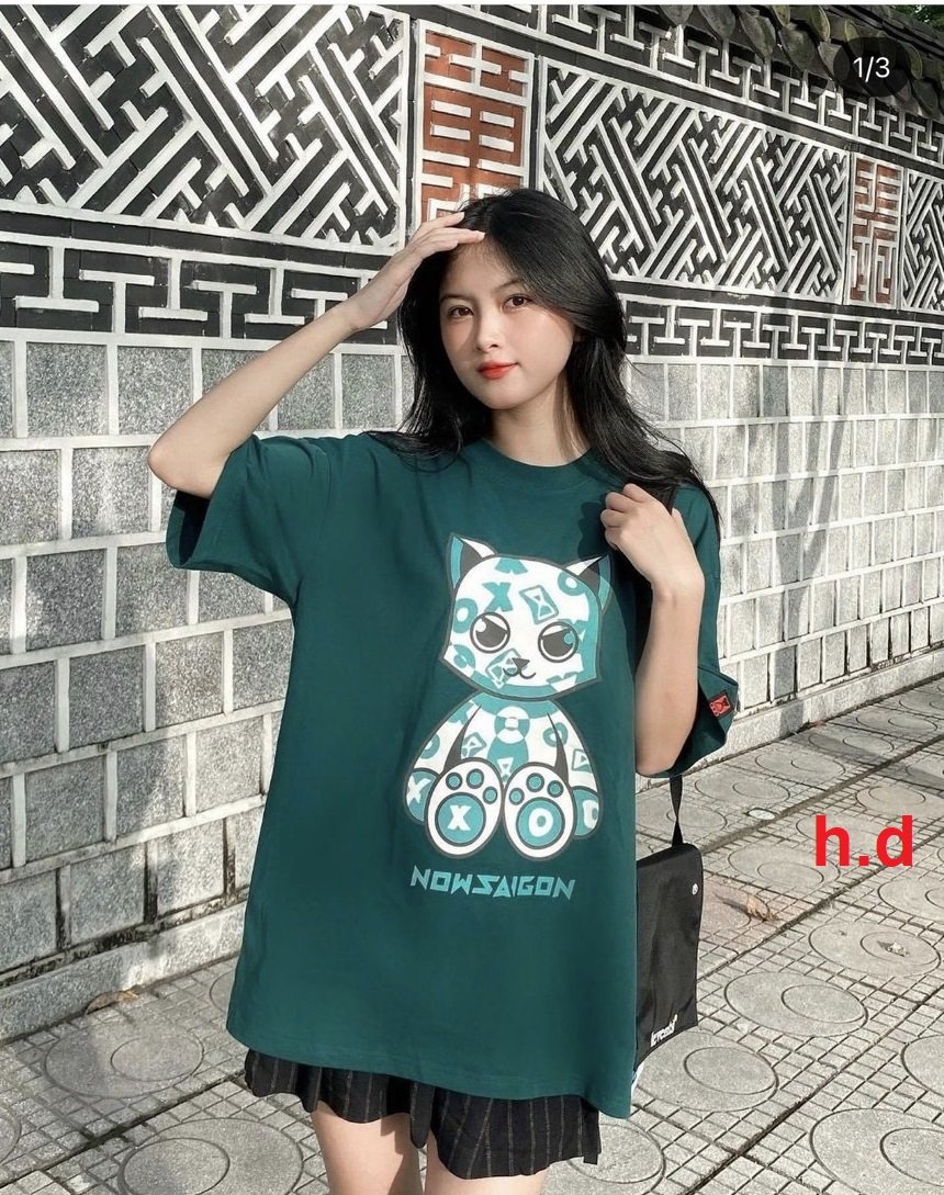 Áo Thun Unisex Dáng Thụng hình Mèo Đáng Yêu Nam Nữ Mặc đẹp