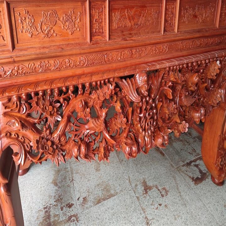Sập thờ mai điểu chân 24 gỗ hương đá