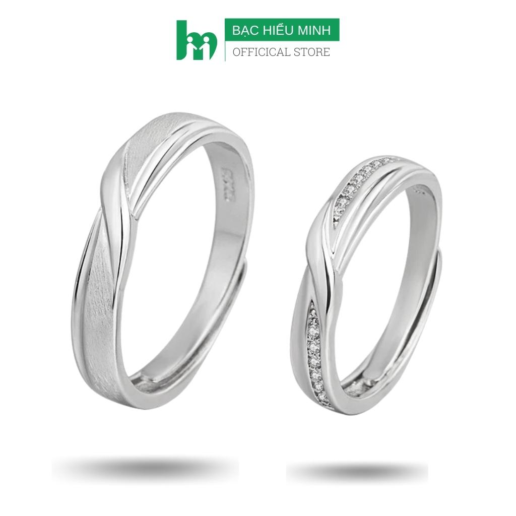 Nhẫn Đôi Bạc Nam Nữ Đính Đá Tình Yêu Gắn Kết BẠC HIỂU MINH NC605