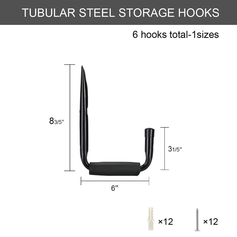 Heavy Duty Garage Hooks Storage Utility Hooks Wall Mounted Kayak Hooks Hangers Organizer with Screws and Wall Anchors