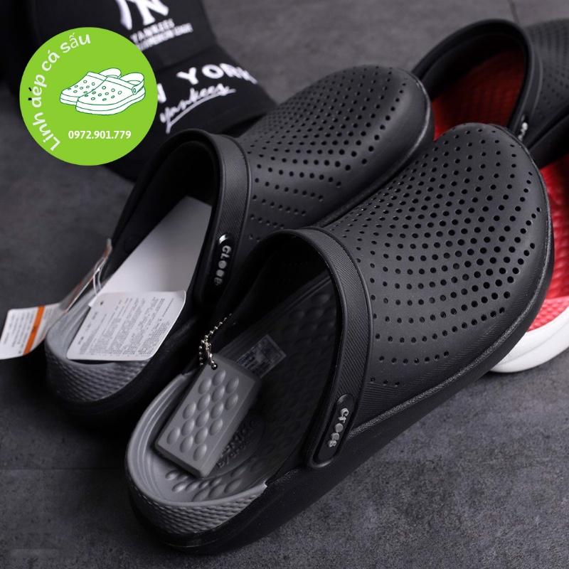 Dép sục cross literide màu đen tuyền êm mềm nam nữa hàng xuất xịn, mẫu mới, full box