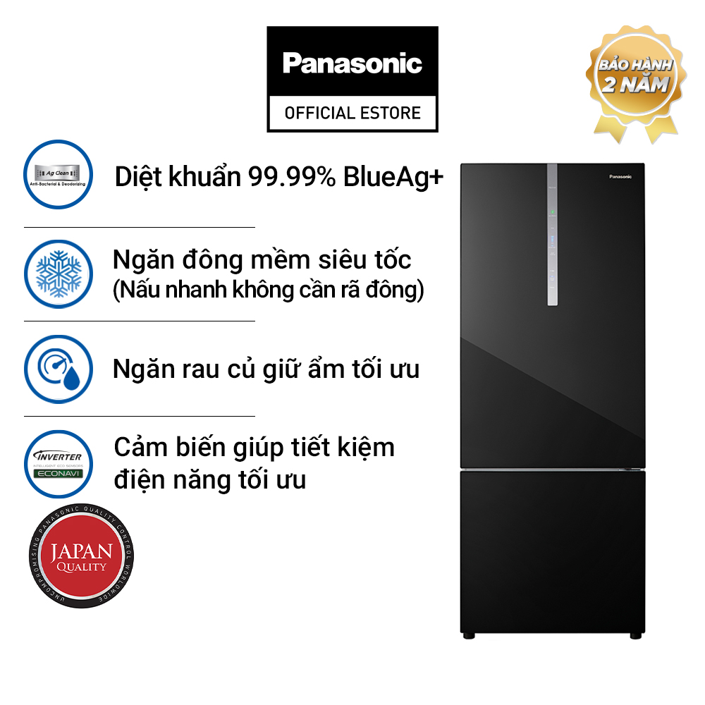 Tủ Lạnh 2 Cánh Panasonic 420 lít NR-BX471WGKV ngăn đá dưới - Ngăn đông mềm siêu tốc - Hàng chính hãng