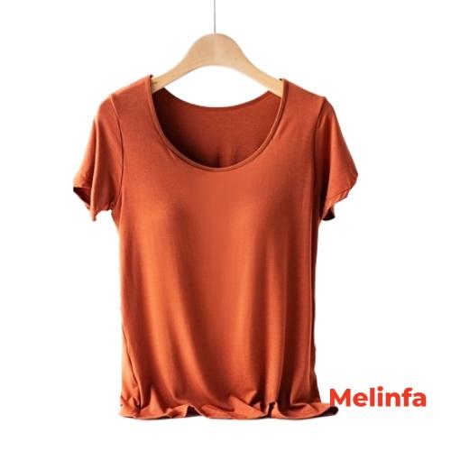 Áo thun nữ ngắn tay đệm ngực nâng đỡ vải Viscose mềm mại thoáng mát mặc nhà mùa hè mã VAA0096