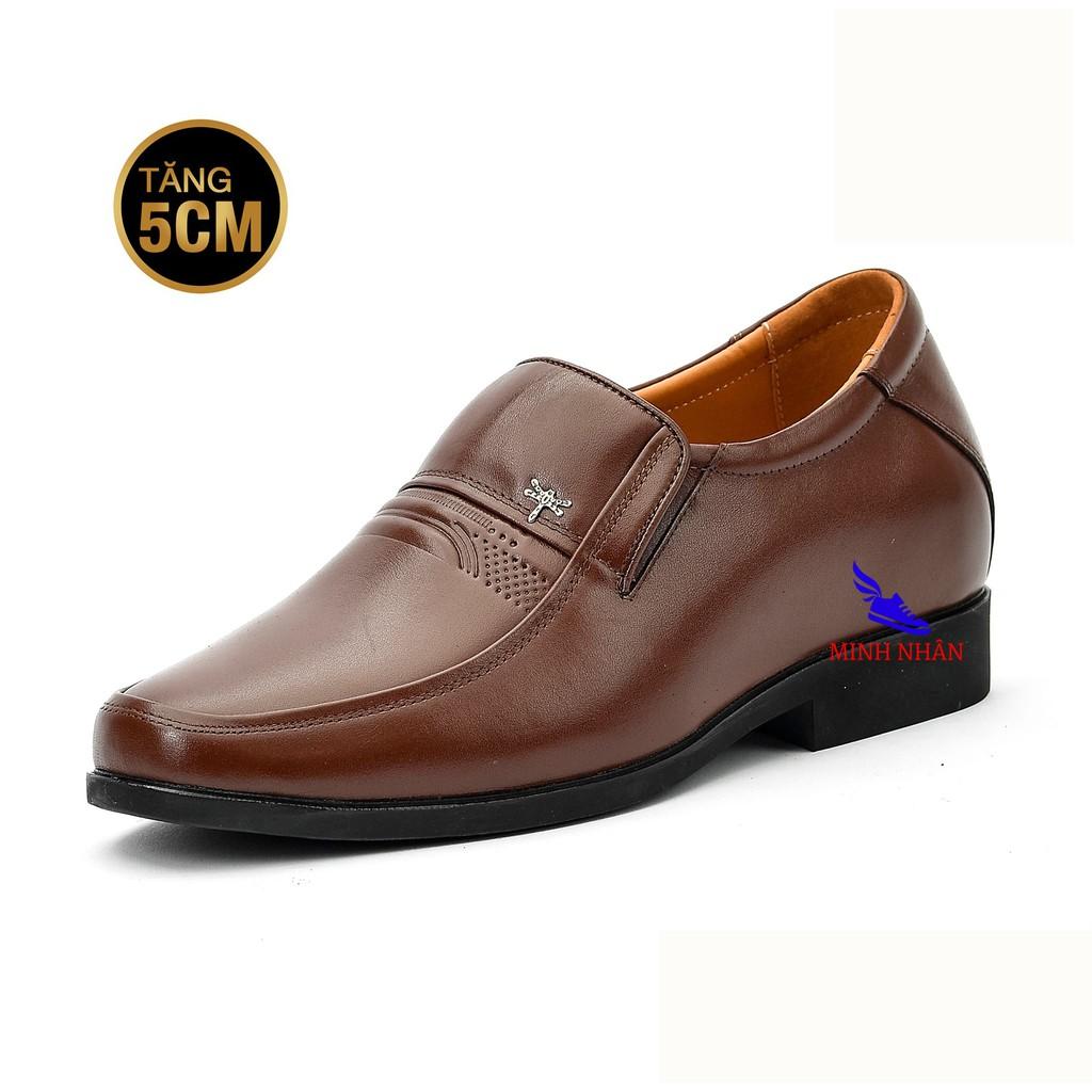 Giày Da BÒ Nam Giày Tăng Chiều Cao NAM Trung Niên 5cm ĐẾ KHÂU Giày Tăng Chiều Cao Ẩn Giày Đi Làm Trang Trọng Đi Chơi Giày tây nam da bò thật mũi bo tròn dành cho người trẻ, trung niên, cao niên Giày Cổ điển Da Doanh Nhân O-9 màu đen nâu