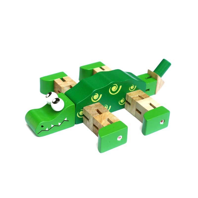 Cá sấu luồn thun đồ chơi trẻ em bằng gỗ