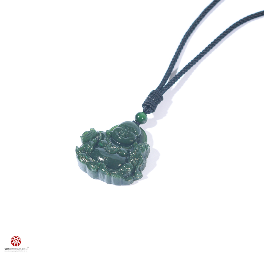Mặt dây chuyền Phật Di Lặc Ngọc Bích - Nephrite Canada Tự nhiên 100% - Chất ngọc đẹp đem lại may mắn, lạc quan | VietGemstones