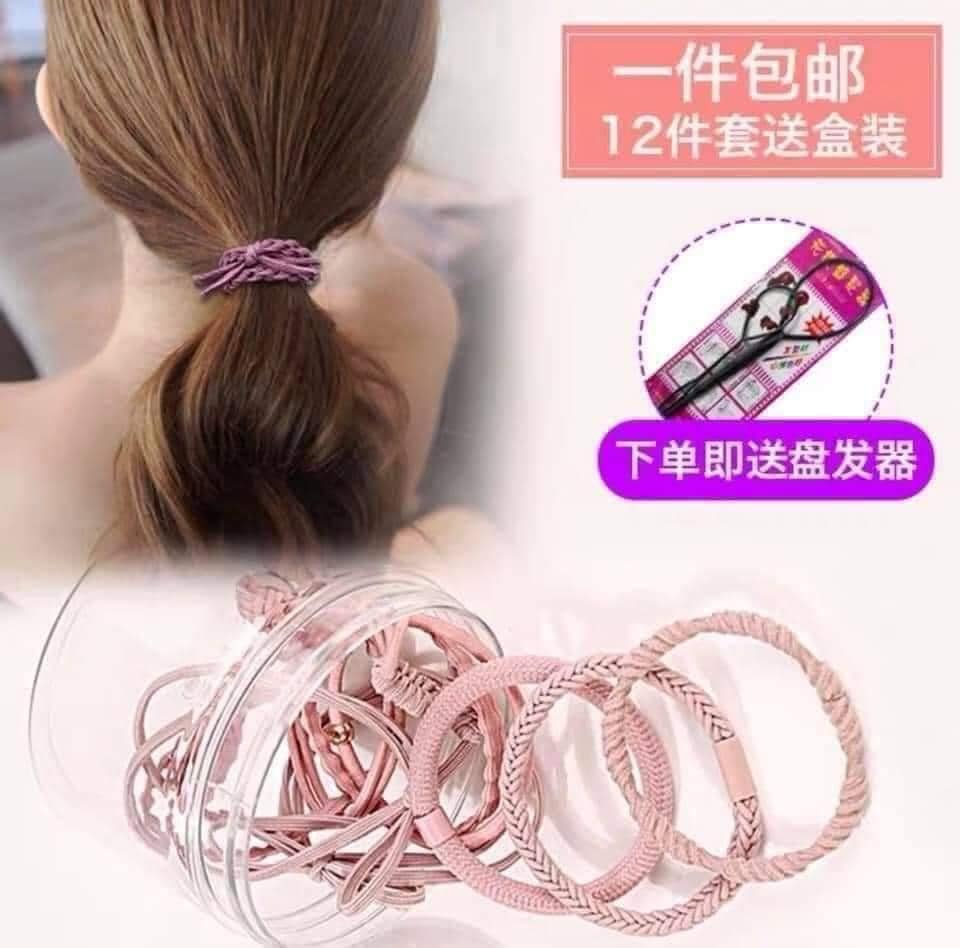 HỘP DÂY BUỘC TÓC 12 CHI TIẾT THA HỒ CHO CÁC BẠN GÁI THAY ĐỔI