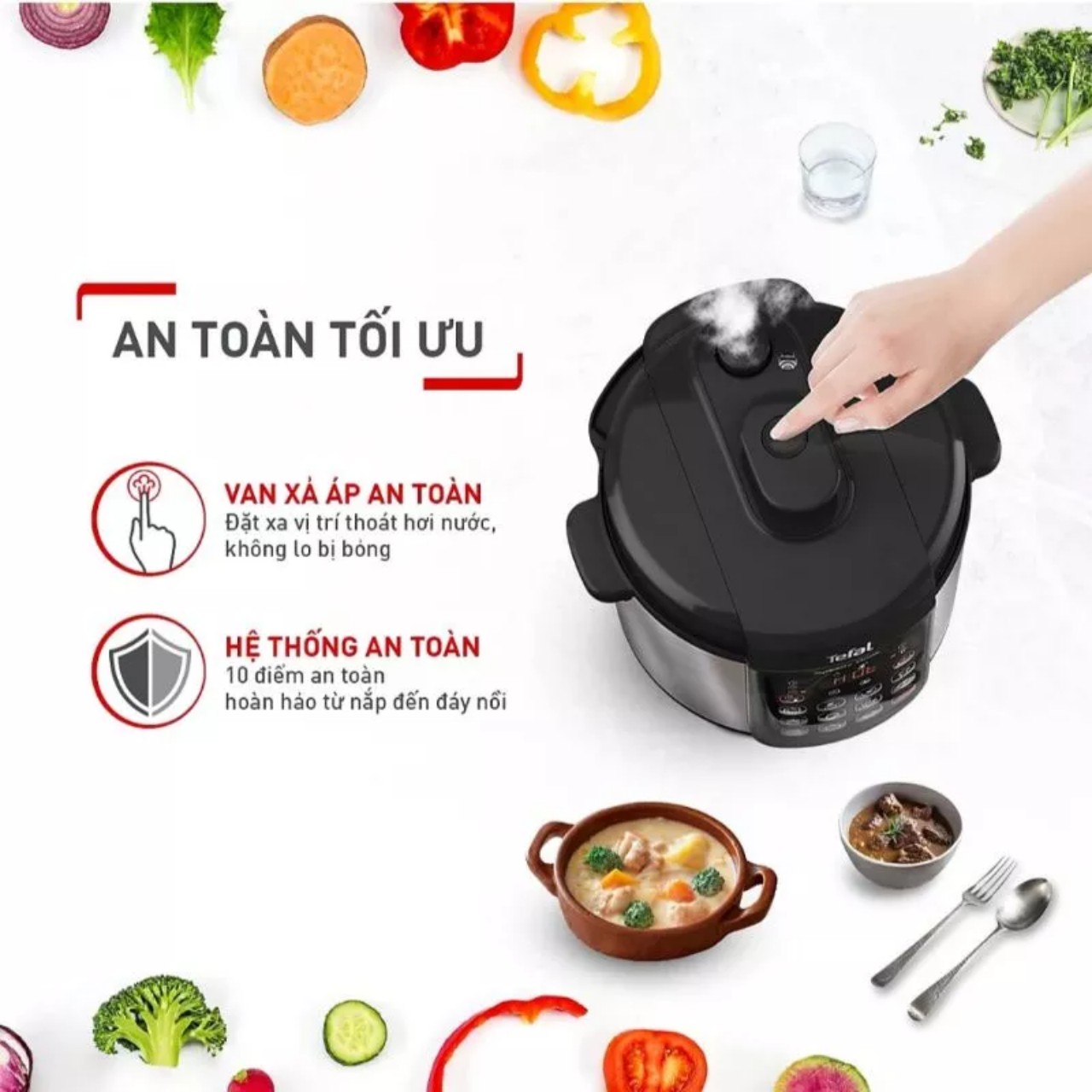 Nồi áp suất điện Tefal Speedy Cook 5L CY222D68 - 10 Chương trình nấu - BH 24 tháng -Hàng Chính Hãng