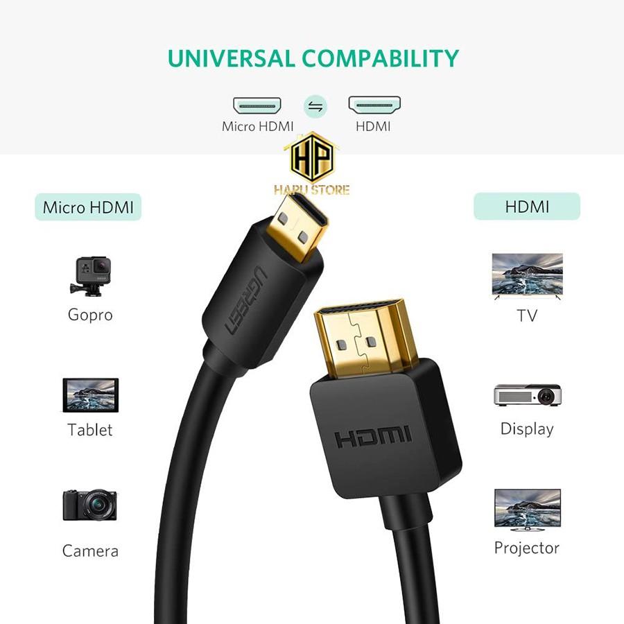 Cáp chuyển đổi Micro HDMI sang HDMI Ugreen 30103 dài 2m chính hãng - Hàng Chính Hãng