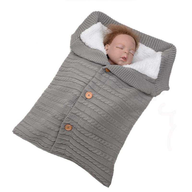 Túi Ngủ Cho Bé Bao Da Mùa Đông Kid Sleepsack Footmuff Xe Đẩy Dệt Kim Ngủ Tất Sơ Sinh Đầm Len Dệt Kim Slaapzak