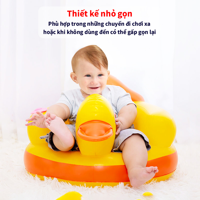 Ghế phao tập ngồi từ 6 tháng tuổi loại dày Baby-S, Ghế hơi tập ngồi cho bé hình vịt vàng ngộ nghĩnh – SSS030