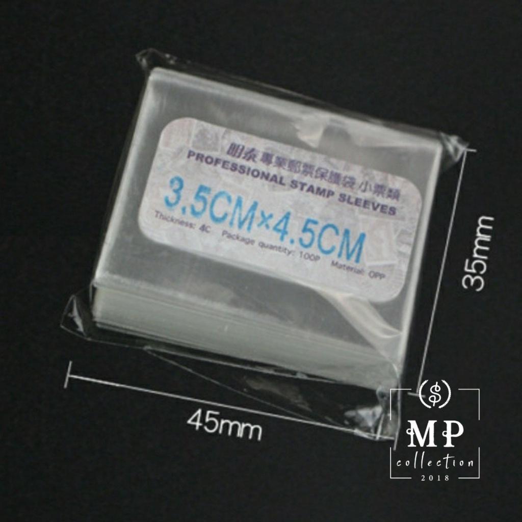 Set 100 túi Opp đựng tem sưu tầm kích thước 3.5 x 4.5cm.