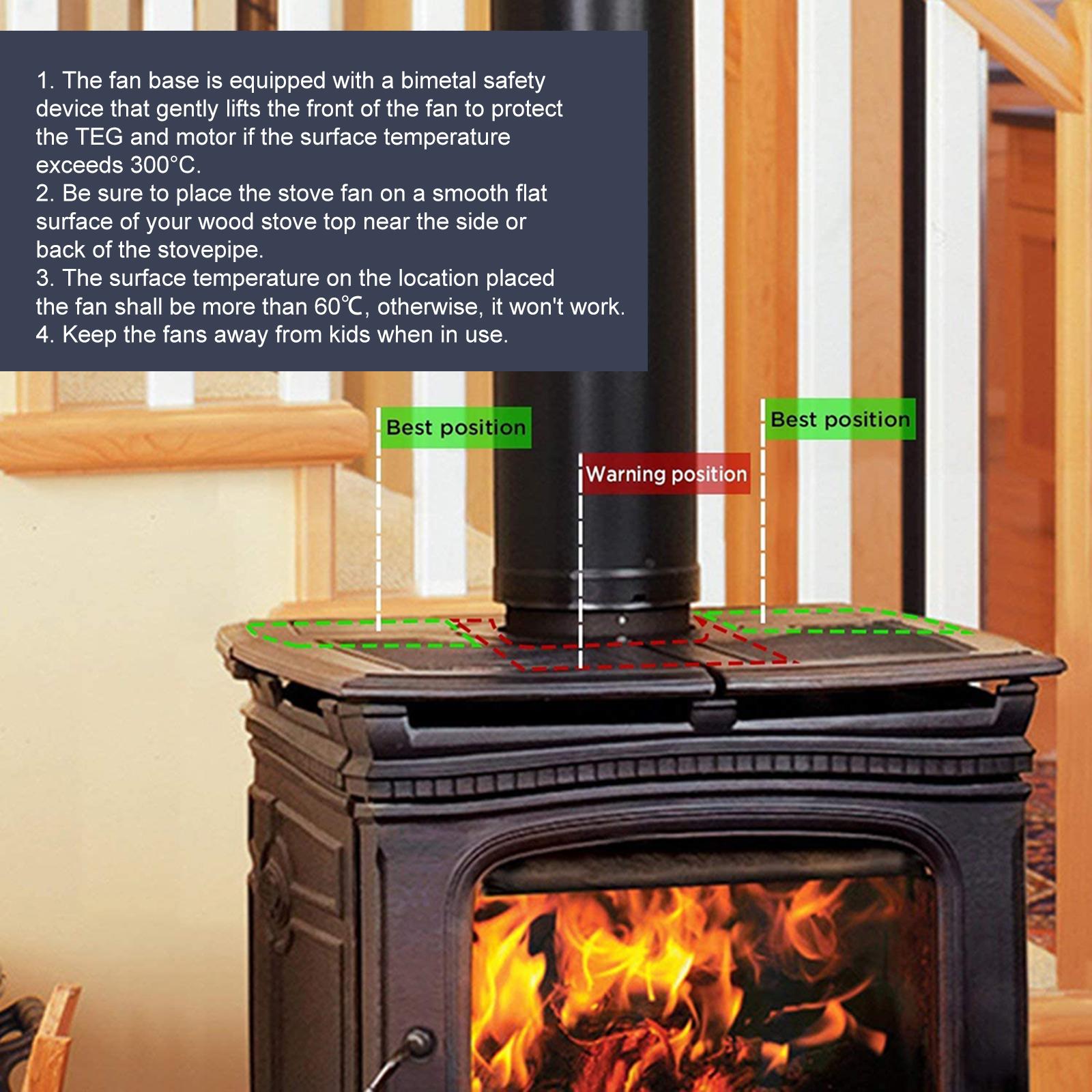 Quạt Lò Sưởi 10 Cánh Cho Cắm Trại Ngoài Trời Độ Ồn Thấp Chạy Bằng Nhiệt