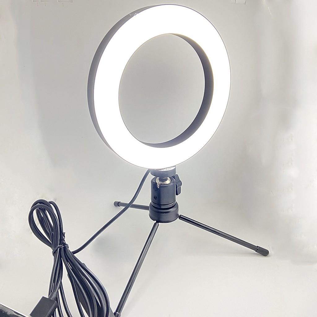 Bộ đèn livestream mini 3 chế độ 16cm có giá đỡ 3 chân xoay 360 kèm kẹp điện thoại