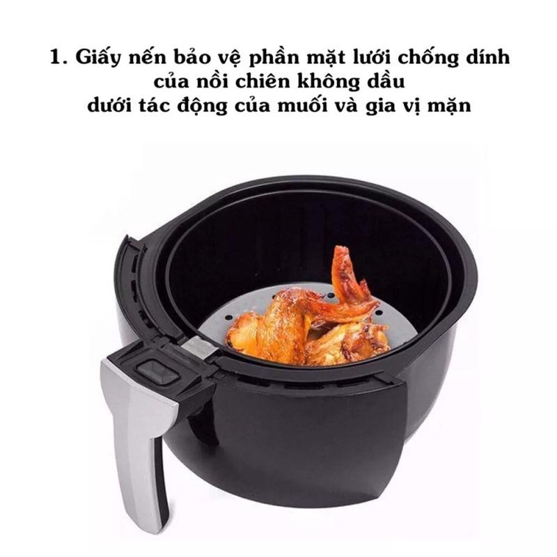 Sỉ 10k -Combo 100 tờ giấy nến tròn đục lỗ dùng cho nồi hấp, nồi chiên không dầu