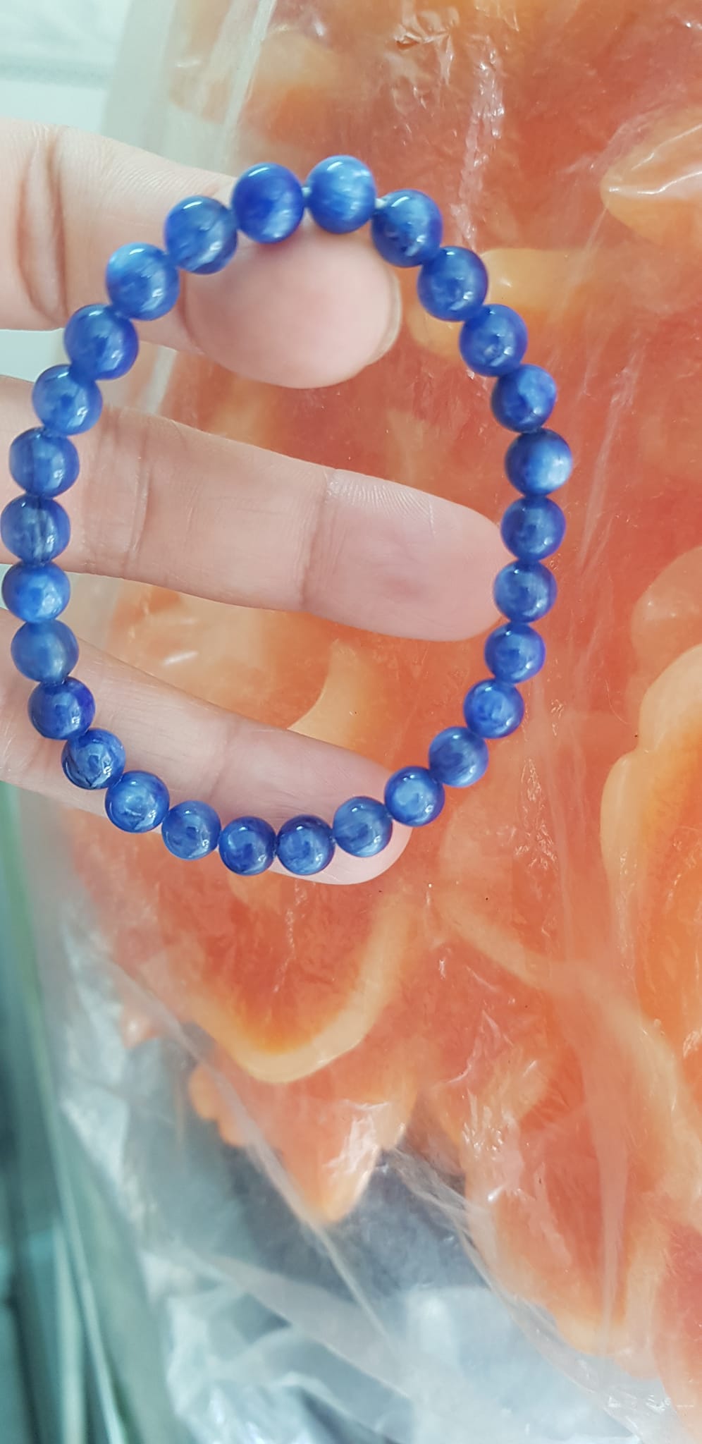 Vòng tay nữ đá  kyanite tự nhiên hay đá Sapphire nước xanh dương Đậm bóng đẹp 6mm nữ mệnh Thủy mệnh Mộc đeo ạ