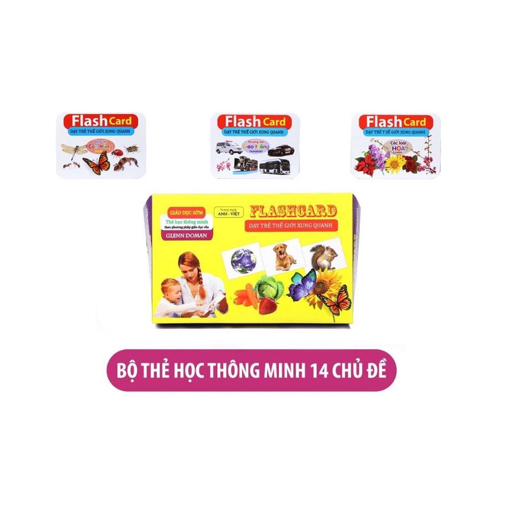 Bộ Thẻ Học Thông Minh 19 Chủ Đề song ngữ loại chuẩn Glenn Doman Flashcard phát triển tư duy cho bé