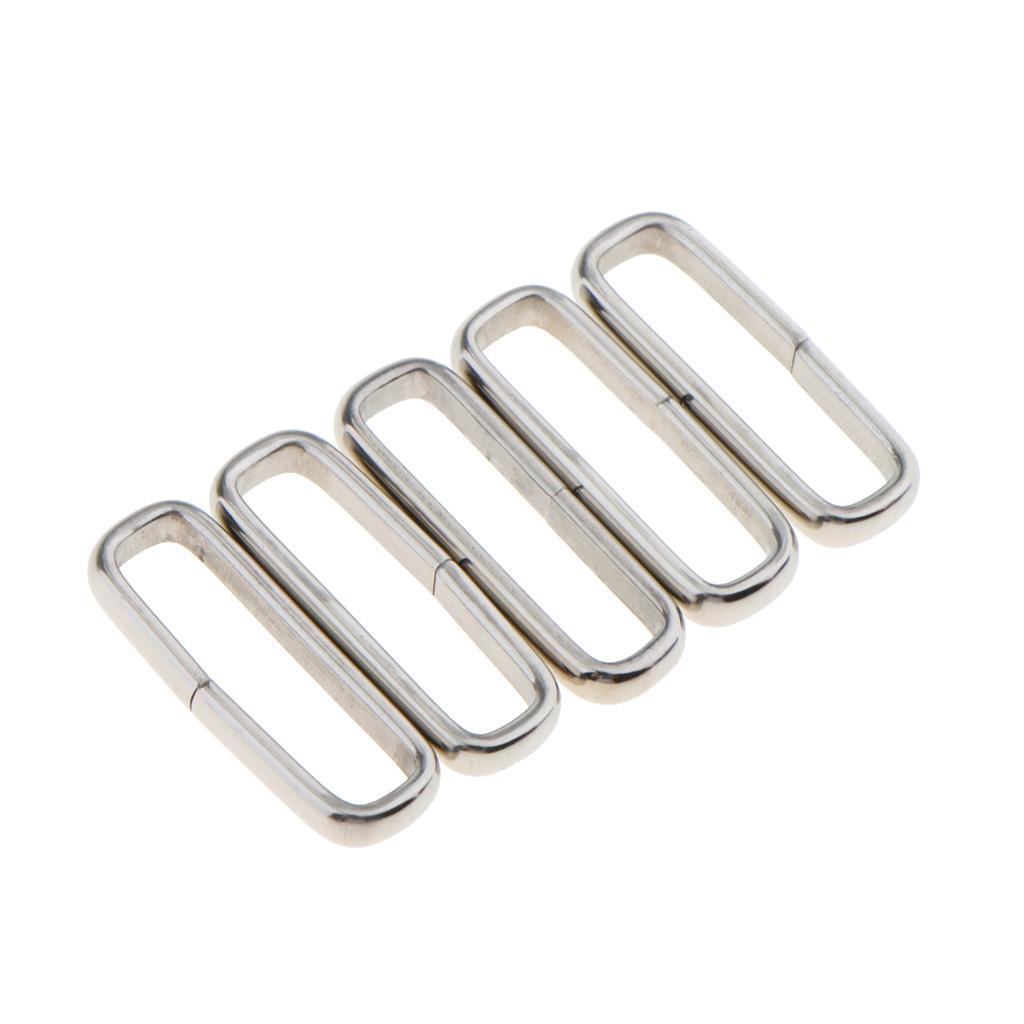 8X 5 Piece Silver Stainless Steel Rings Nylon Watch Band Strap Belt Buckle 24mm