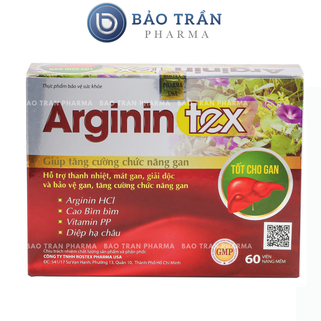 Viên uống ARGININ TEX bảo vệ , làm mát , giải độc , hạ men gan- HỘP 60 Viên