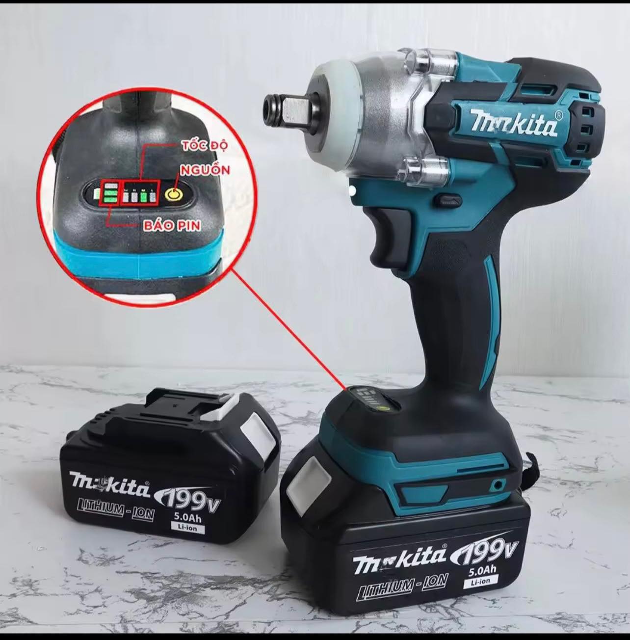 Máy siết bulong MARKlTA - Lõi đồng 100% - Pin 10 Cell - Máy Siết bulong - Máy bắn ốc - Máy vặn mở bu lông - Máy vặn mở ốc - Máy khoan - tiện lợi