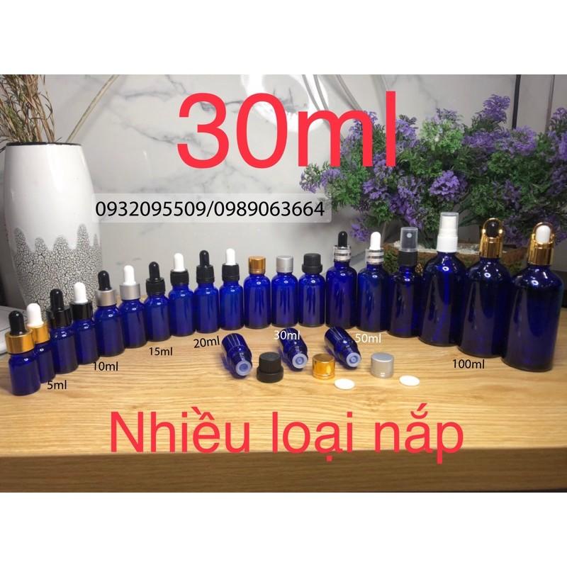 10 chai lọ 30ml xanh dương đựng serum mỹ phẩm tinh dầu