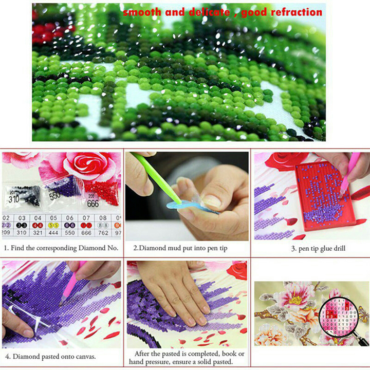 Tranh đính đá Lưu thủy sinh tài - tự đính