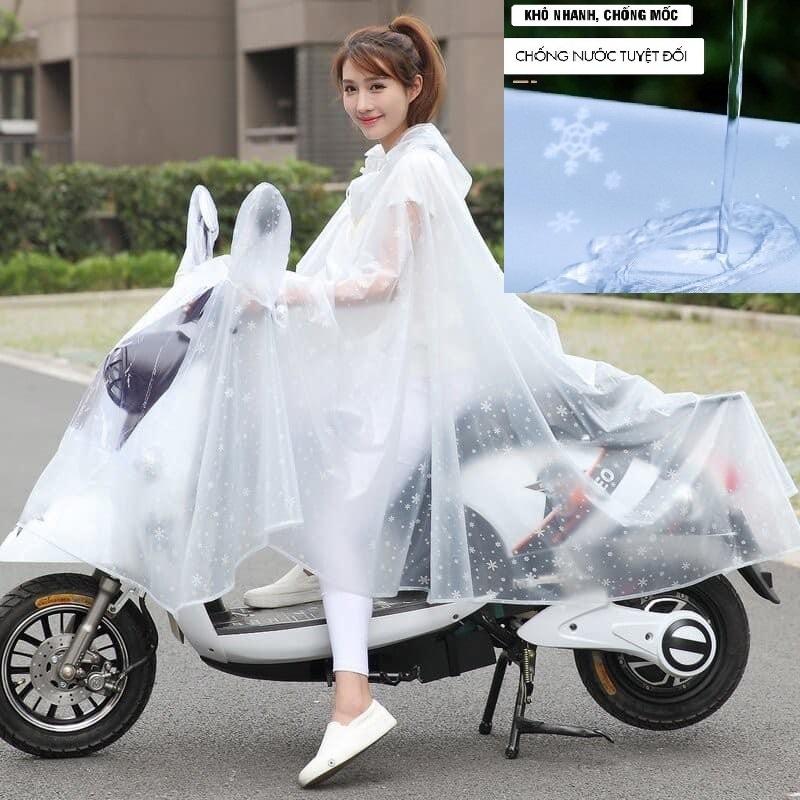 Áo mưa nhựa dẻo trong suốt chống thấm tuyệt đối,họa tiết bông tuyết siêu đẹp