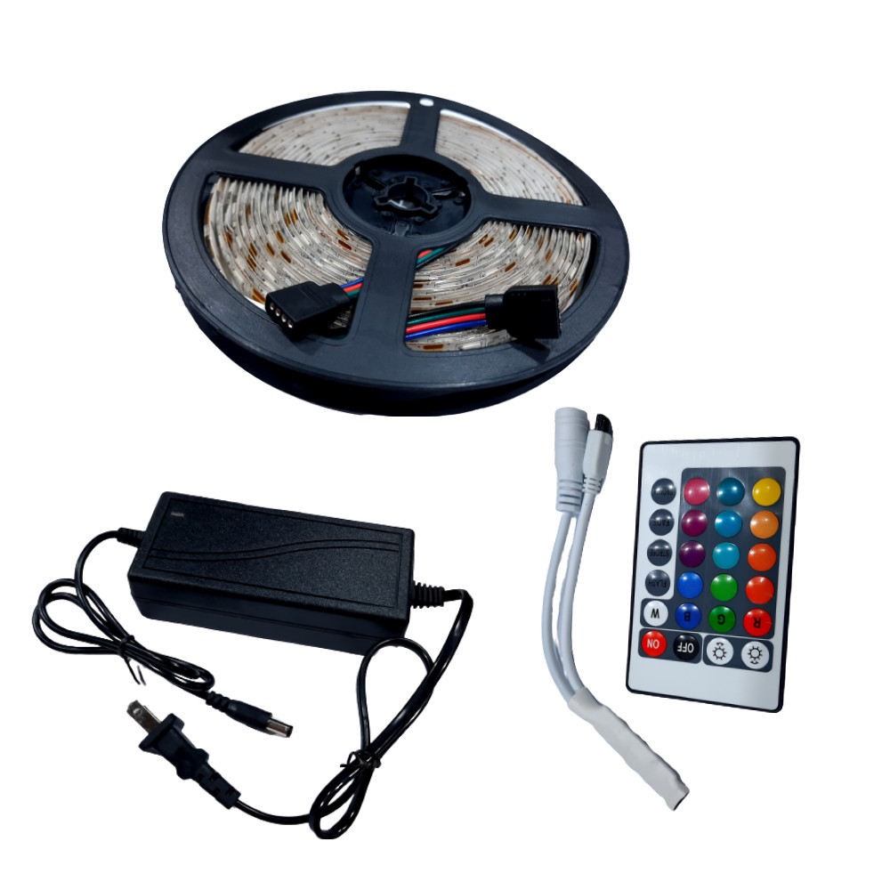 Combo Đèn LED Trang Trí Đủ Màu 5m 12V Có Keo Dán + Nguồn + Điều Khiển