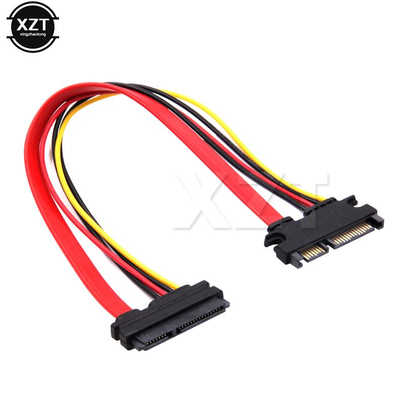 Newest 30cm 22Pin SATA Cable Male to Female 7+15 Pin Serial ATA SATA Data Power Combo Extension Cable Connector Conterver