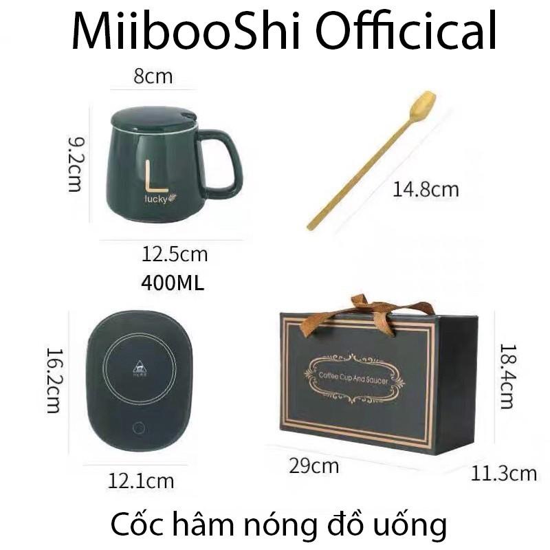 Cốc hâm nóng cà phê đồ uống đế hâm nóng cốc, cốc hâm nóng đồ uống kèm đế điện đa năng tiện lợi MiibooShi PVN17505
