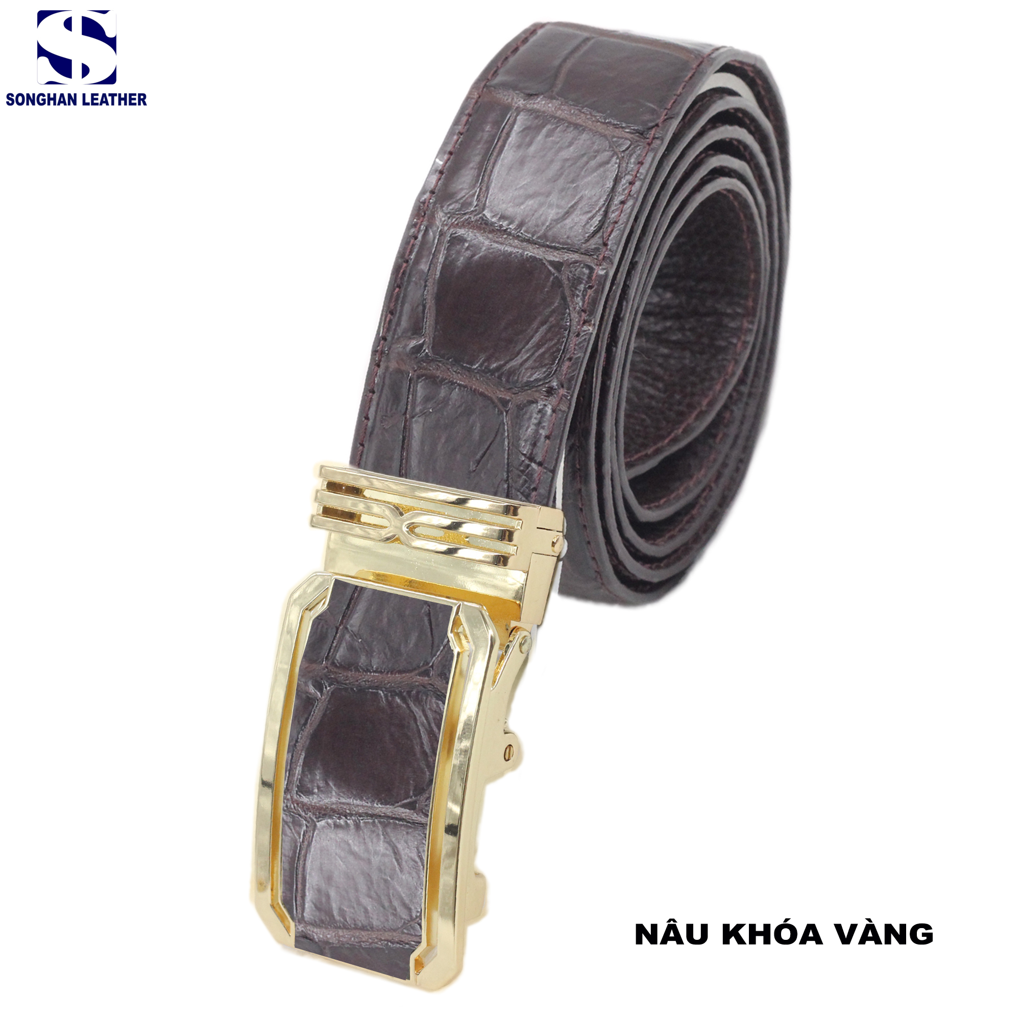 Thắt Lưng Da Cá Sấu Bản 3.5cm Songhan Leather MB01 Bản Liền.Dây Lưng Da Kèm Khóa Trượt Cao Cấp Không Rỉ BH 12 Tháng